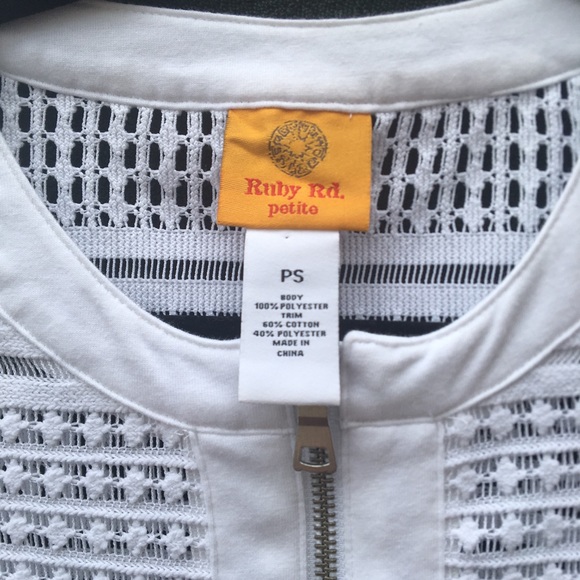 Ruby Rd. Petite Small PS Women’s White Crochet Outerwear Jacket Cardigan - Picture 5 of 5